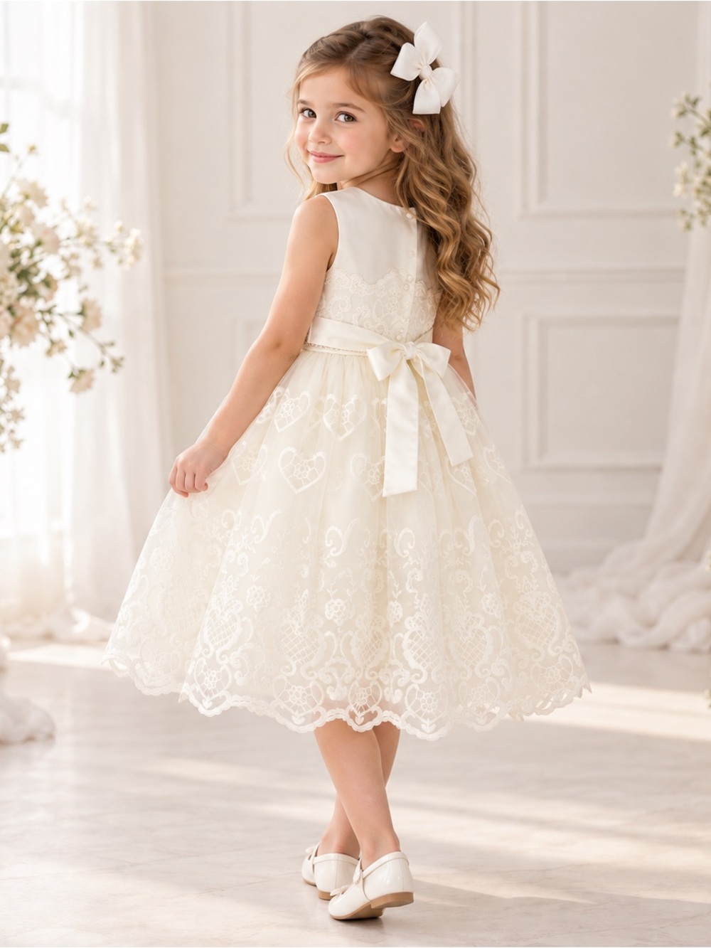 Blueberi Boulevard Ivory Lace Heart Dress Size 6